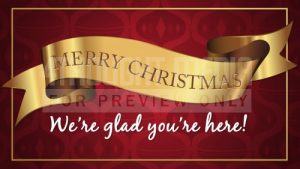 Gold Ribbon and Ornaments - Merry Christmas Still